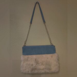 Denim and faux fur elegant purse
